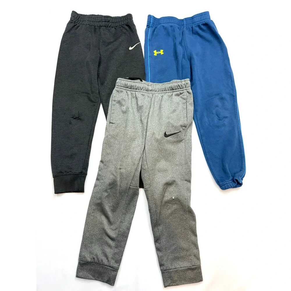 NIKE UNDER ARMOUR Boys 7 Blue Gray Full Length Play Jogger Sweat Pants AA17